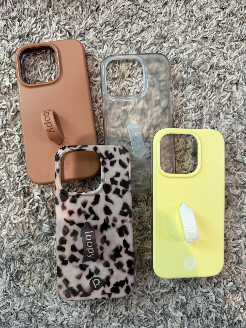 Loopy Cases iPhone 15 Pro Bundle - Brown, Clear, Blonde Tortoise, Yellow